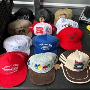 22pc Vintage Hat Lot Bundle Snapback Trucker Beanie Coca Cola Ford Yamaha